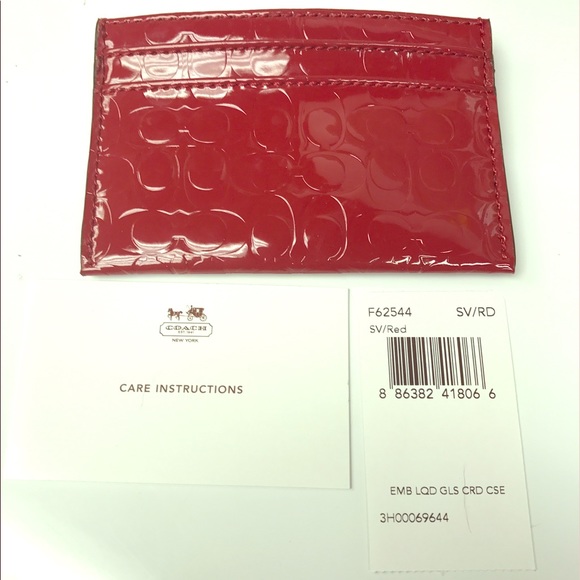Coach Handbags - NWT Coach F62544 red liquid gloss credit card case